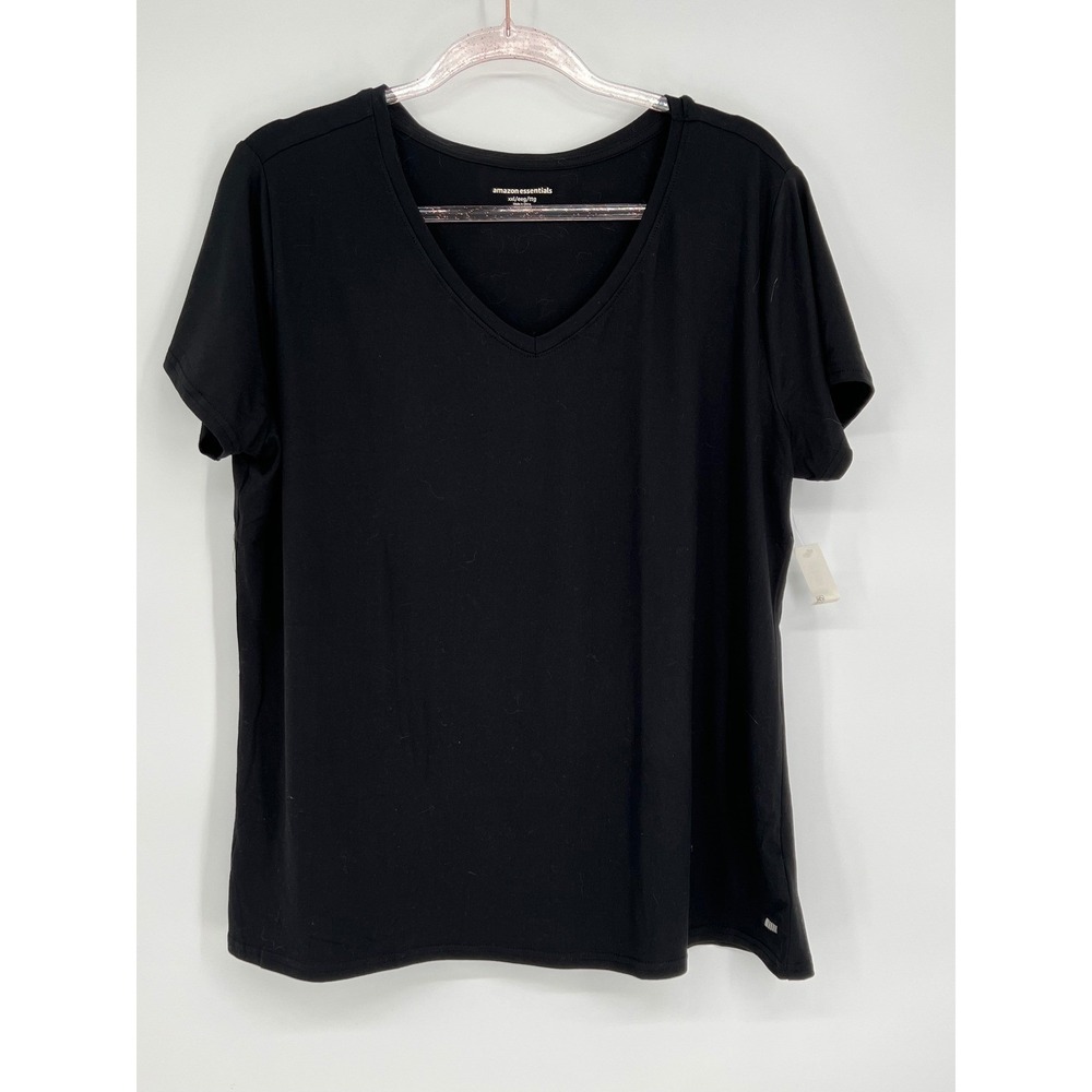 Amazon Essentials Black V-Neck T-Shirt Soft Everyday Tee Top Plus Size XXL